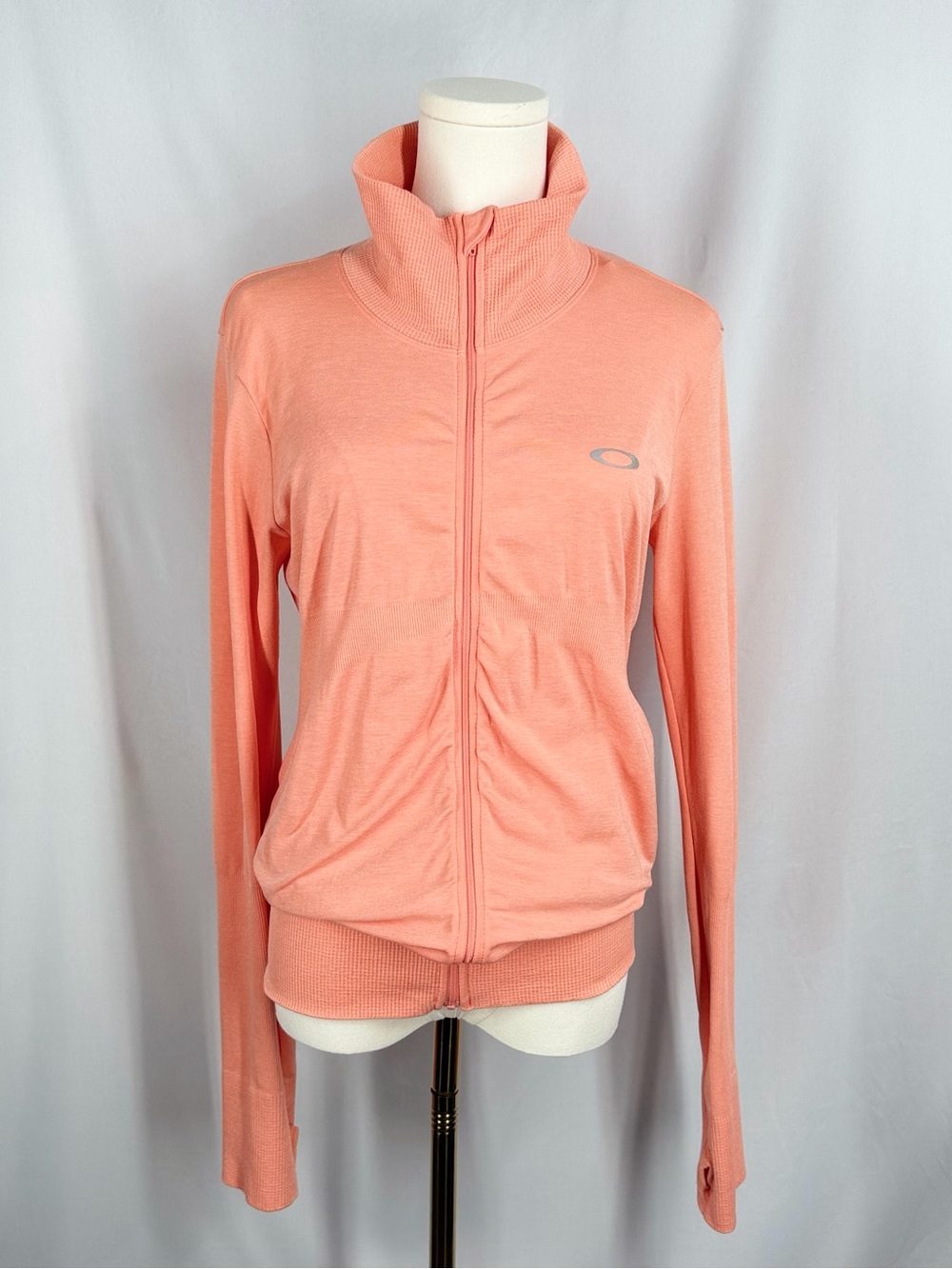Oakley Women's Full Zip Performance Track Jacket Peach Pink XL Thumbholes SP14